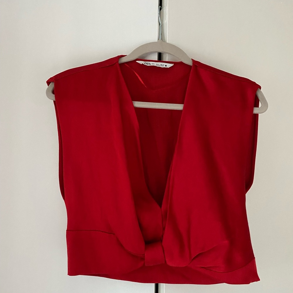Zara Red Silk Crop top